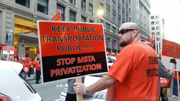 T workers protest privatization