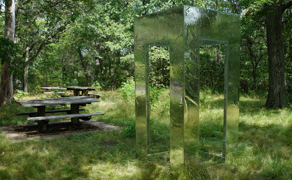 Mirrored box in Franklin Park art exhibit