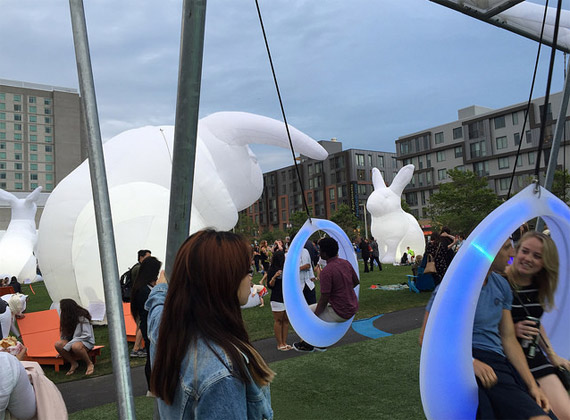Giant bunnies and ring swings