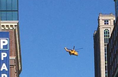 Canadian copter over the Back Bay