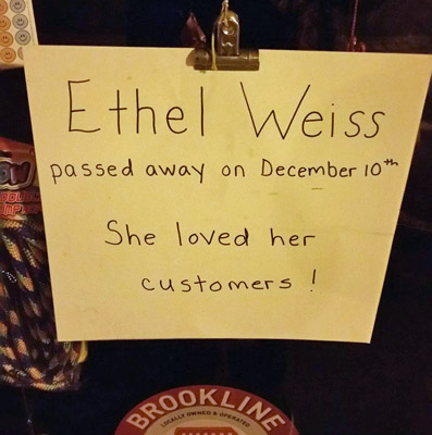 Ethel Weiss has passed away