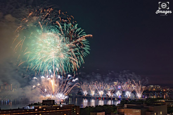 Boston fireworks over the Charles River