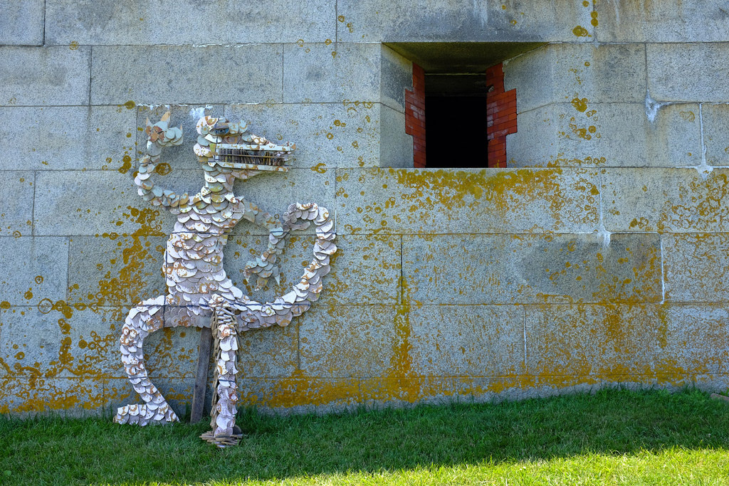 Lizard art on a Boston Harbor island