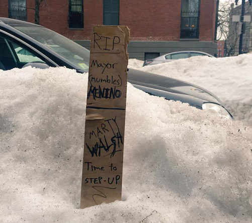 Snow sign against Marty Walsh