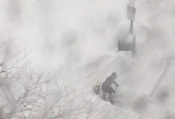 Shoveling out a hydrant