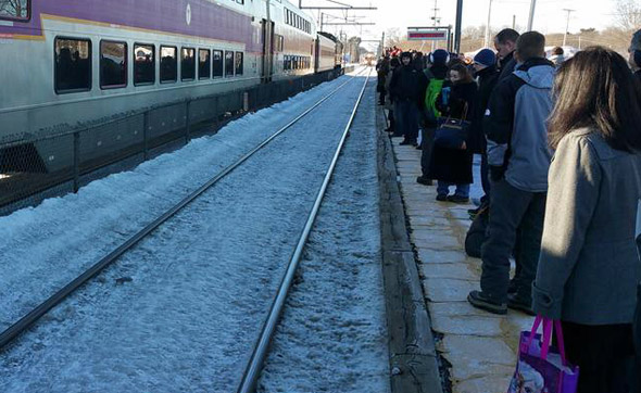 Passengers in Mansfield waiting for train to replace dead train
