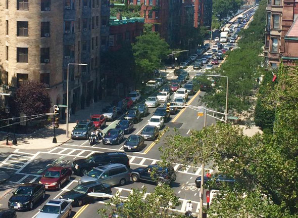 Massive traffic jam on Massachusetts Avenue