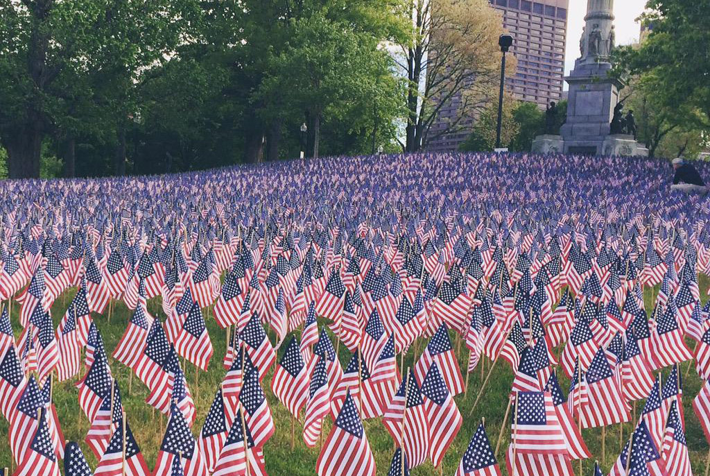 Memorial Day flags on Boston Common