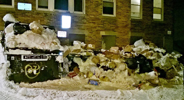 Piled up trash in Allston