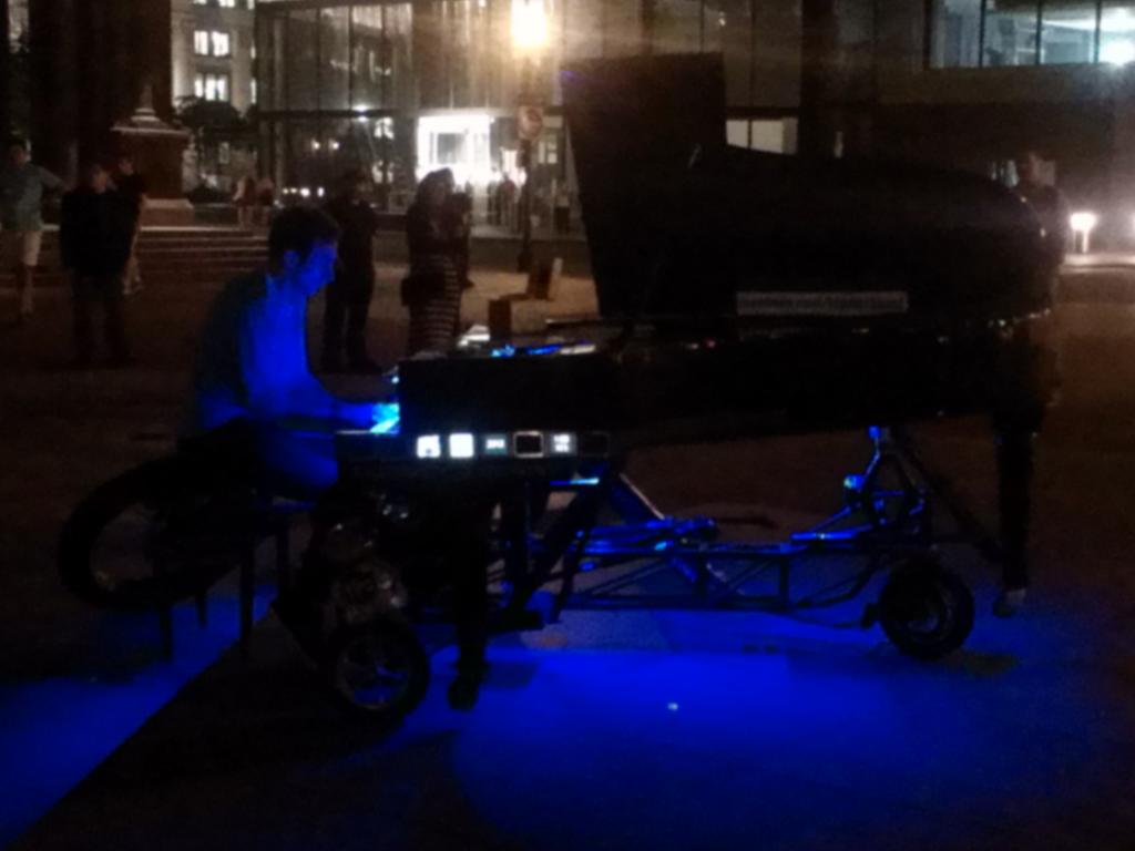 Piano on wheels in Copley Square