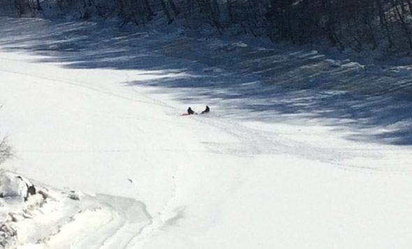 Ice fishing on the Neponset River in Dorchester