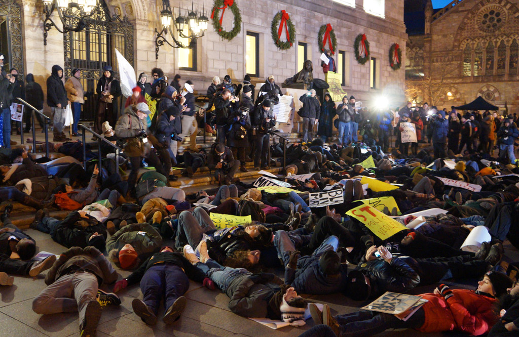 First Night die-in in Copley Square in Boston