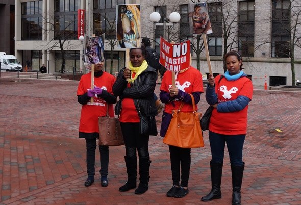 Oromo protesters outside Boston City Hall