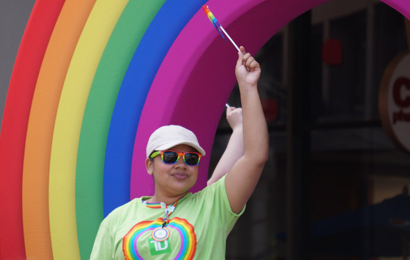 Woman at annual Pride parade in Boston