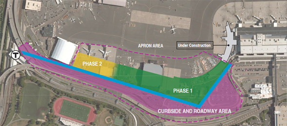 Proposed layout of Terminal E international-arrivals expansion at Logan Airport
