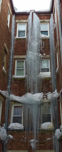 Three-story icicles in Roxbury