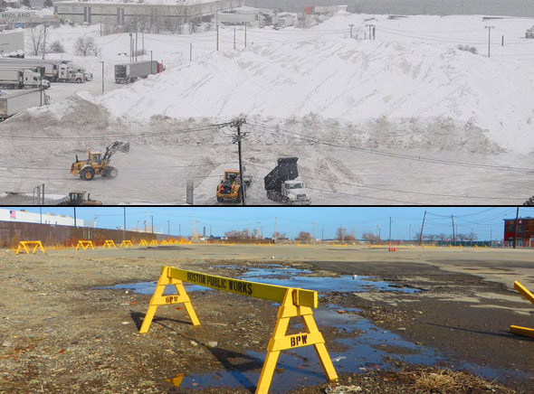 Tide Street snow farm last year and this year