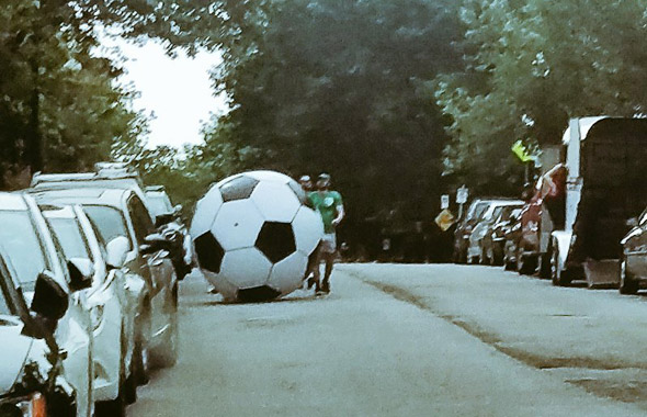 Big soccer ball in the South End