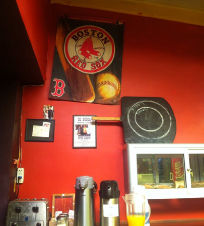 Red Sox poster in Bolivian restaurant