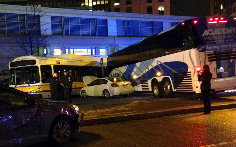 Two buses, two cars in Huntington Avenue crash