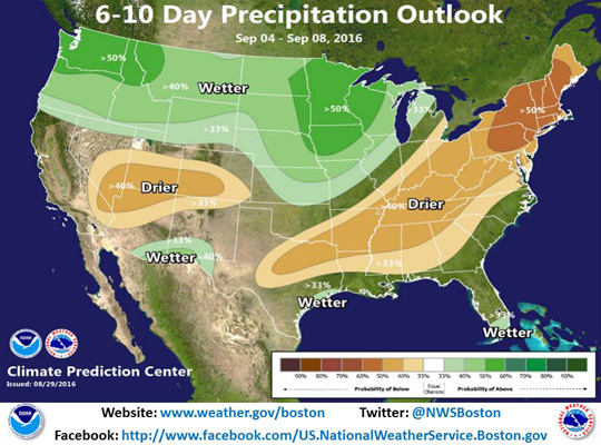 Drought prediction map shows New England continuing to stay dry over next 6 to 10 days