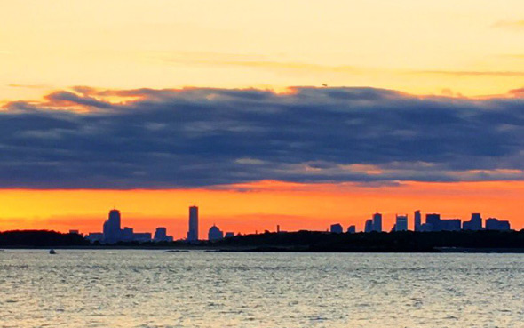 Sunset over downtown Boston
