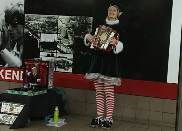 Elf at Kendall Red Line station