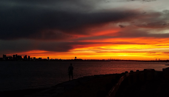 Sunset over Boston Harbor