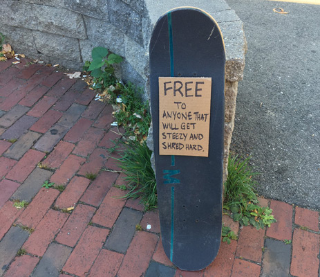 Free skateboard in Cleveland Circle if you want to get steezy and shred hard