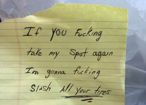 Angry note in East Boston