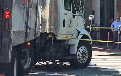 Bicycle and truck crash in Cambridge