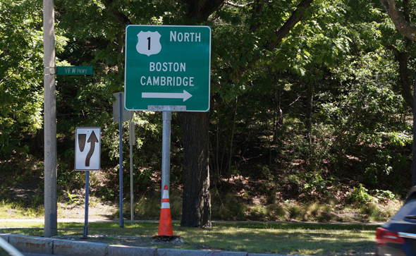 Rte. 1 sign on VFW Parkway