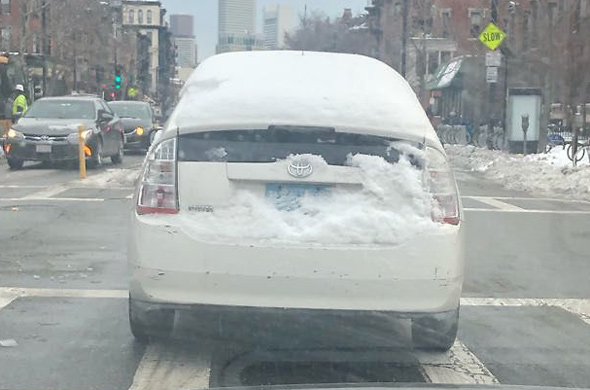 Prius covered in ice