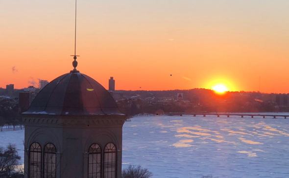 Sun sets over the Charles River