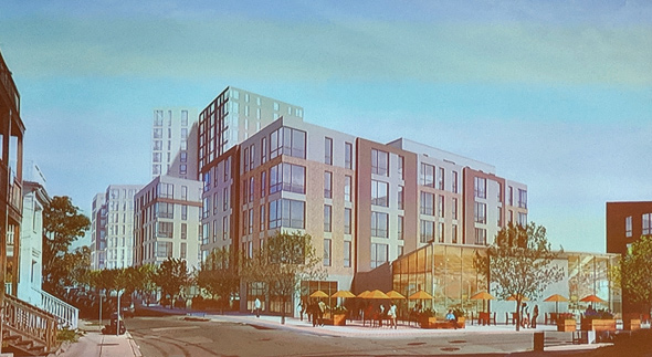 Architect's rendering of proposed Linden Street building