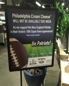 No Philly cream cheese at UMass Amherst until after the Super Bowl