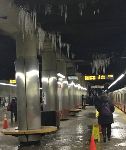 Icicles in Quincy Center Red Line station
