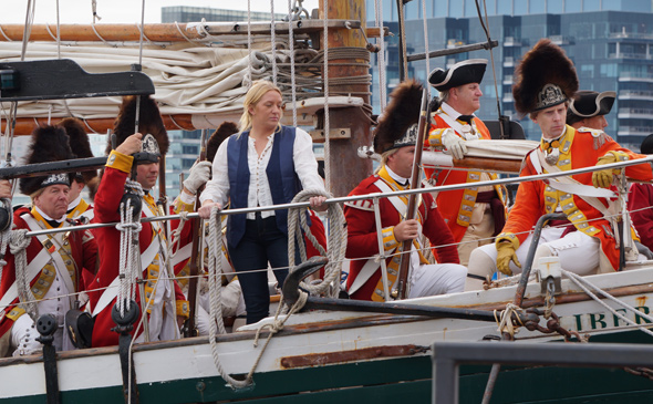 Redcoats on a ship in Boston Harbor