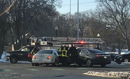 Two-car crash in Cleveland Circle