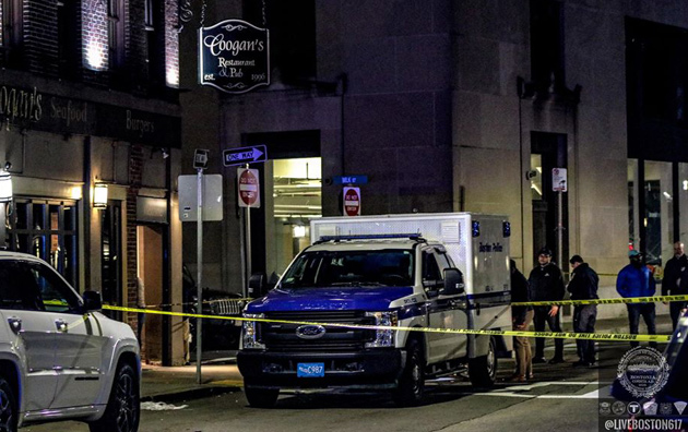 Coogan's crime scene on Milk Street in downtown Boston