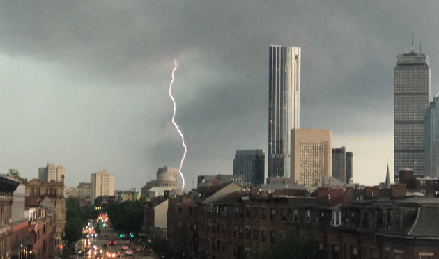 Lightning hits Back Bay