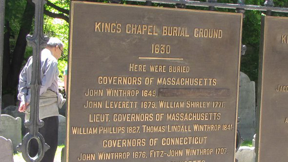 Missing governor at King's Chapel Burying Ground in Boston