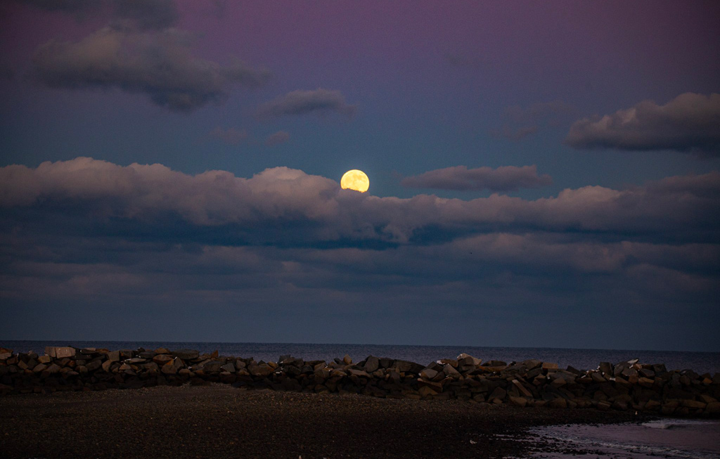 Full moon over Winthrop beach