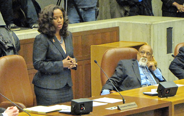 Pressley explains what Turner has meant to the city and to her, before turning to him to say she would vote to expel him