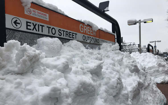 Lot of white stuff at Green on the Orange Line