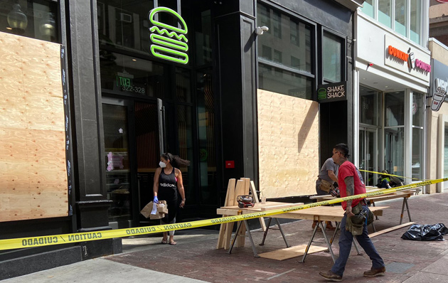 Shake Shack being boarded up