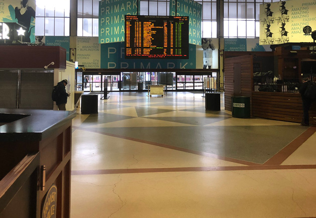 South Station at 8:05 a.m.