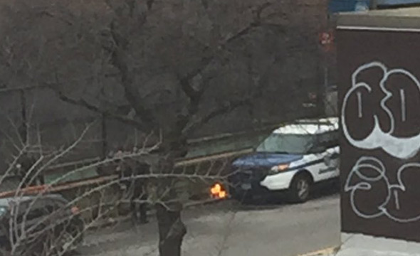 Cruiser on fire in South Boston