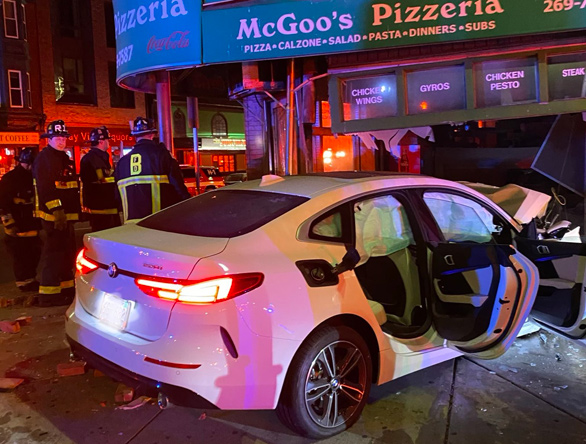 Car that slammed into pizza place on Broadway in South Boston