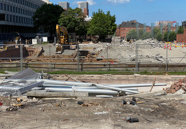 Work begins to re-do City Hall Plaza, starting at former fountain location